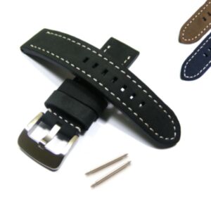 Lugano Watch Strap Thick Genuine Leather Heavy Buckle