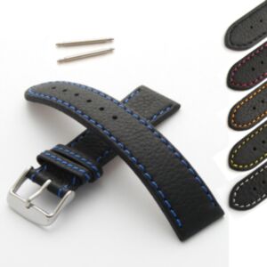 Montreux Watch Strap Grained Genuine Leather Stitched