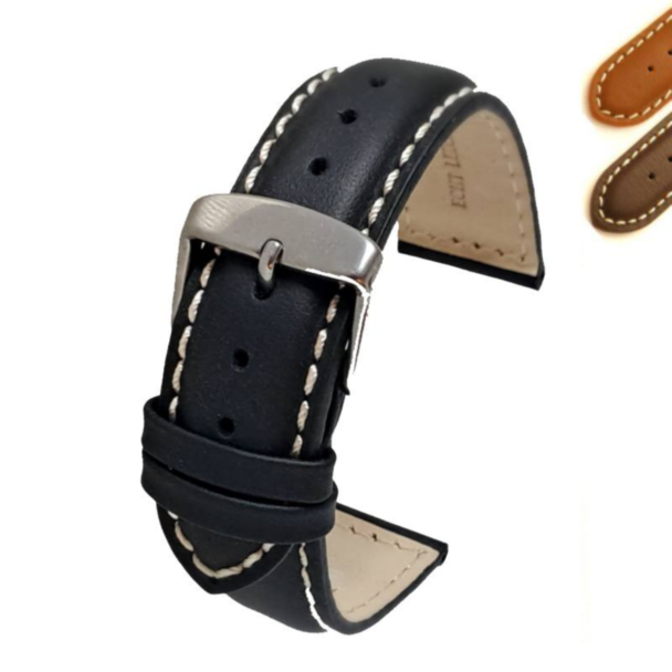 Lucerne Genuine Leather Watch Strap Showing Details and Available Colour Otions