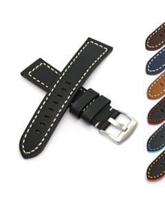Basel Watch Straps Genuine Leather Brushed Steel Buckle