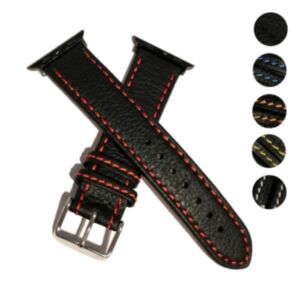 Montreux Watch Strap Grained Genuine Leather with Contrast Stitching for Apple Watches