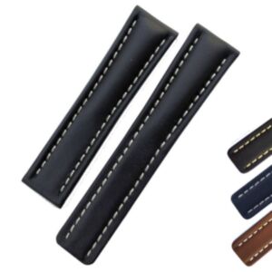 Smooth Leather Watch Strap Designed for Breitling Deployment Clasp